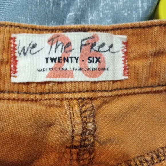 5/$25 We the Free People Raw Hem Straight Leg-Rust Corduroy Jeans 26 - Picture 2 of 6
